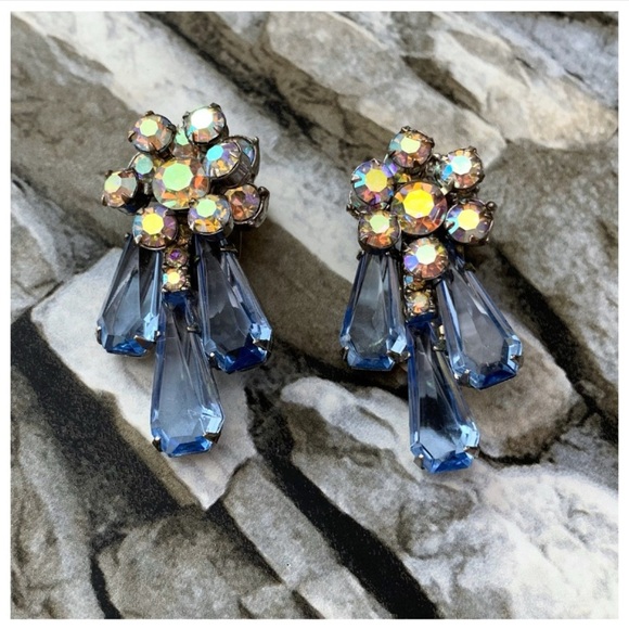 Verified Juliana D&E DeLizza Elster Floret Pentagon Rhinestones Brooch Earrings - Picture 11 of 16